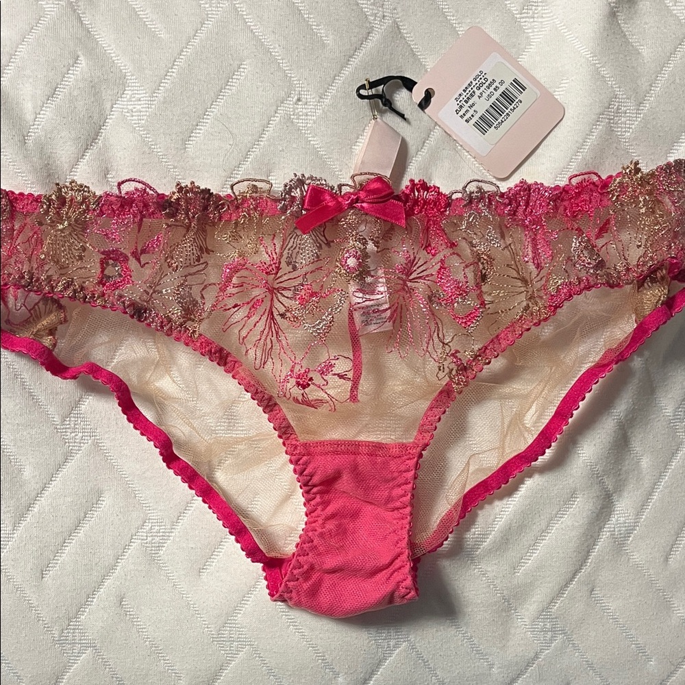 Agent provocateur pink gold Zuri brief tulle Panties sz 5 Xl
